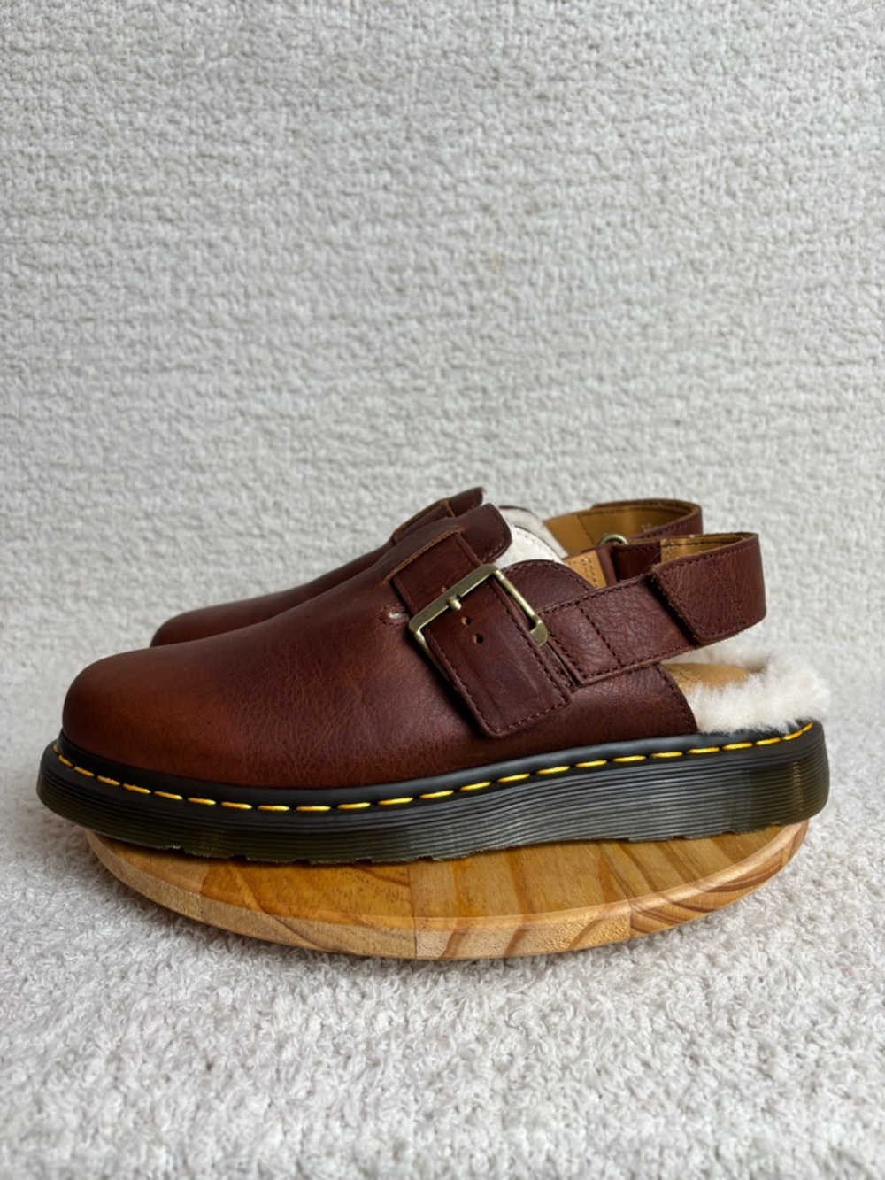 Dr Martens Shoes M8 W9 Brown Jorge II FL Faux Fur Line Leather Slingback Mules - Picture 3 of 14